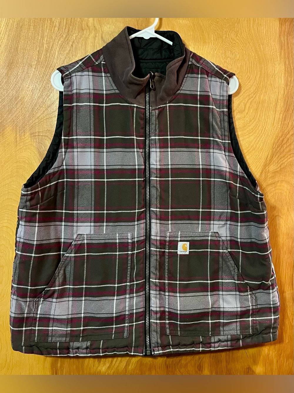 Carhartt Women’s Amoret Reversible Quilted Vest in Brown, Gray, & Burgundy